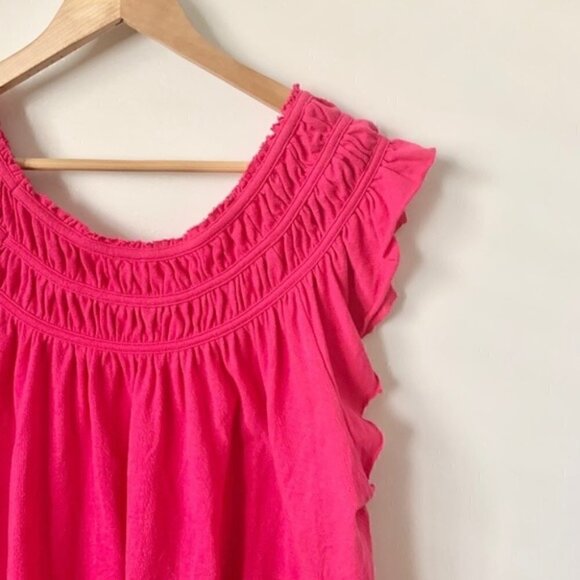 Free people  Women Coconut Gather Ruffle Sleeve top, Sz Medium - Picture 6 of 13